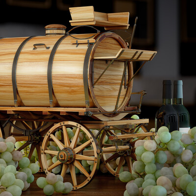 Small composition with a wine barrel