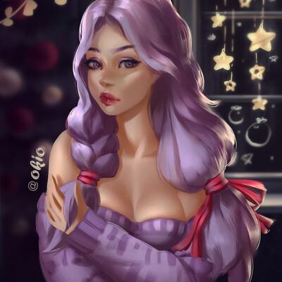 Girl in a purple sweater