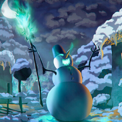 Burning snowman