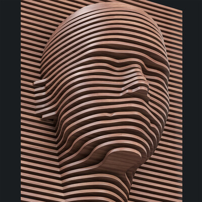Parametric wood panel - Human head