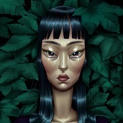Girl among the leaves