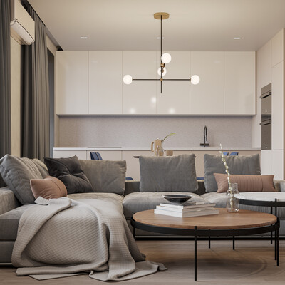 Visualization of the living room and corridor.