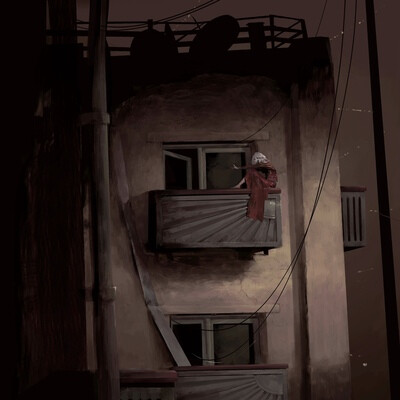 On the balcony