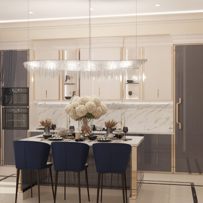 3D visualization of the kitchen, the first option