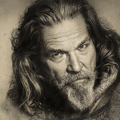 Jeff Bridges, men's portrait - digital drawing.