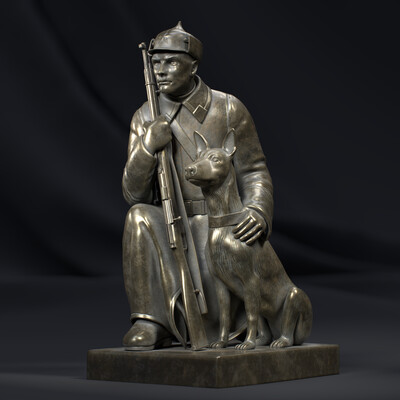 Border Guard with Dog 3D model