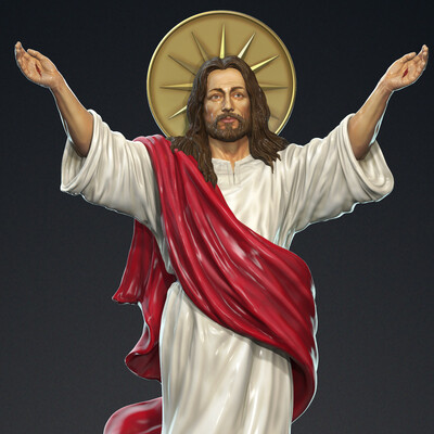 Jesus on clouds.