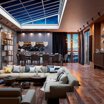 Living room visualization in a private house