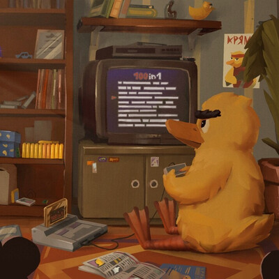 Ducks in front of the TV