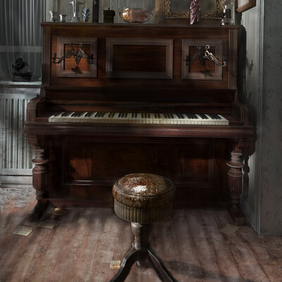abandoned piano