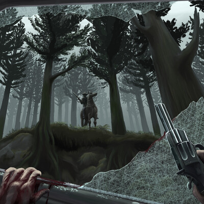 Horror forest crash