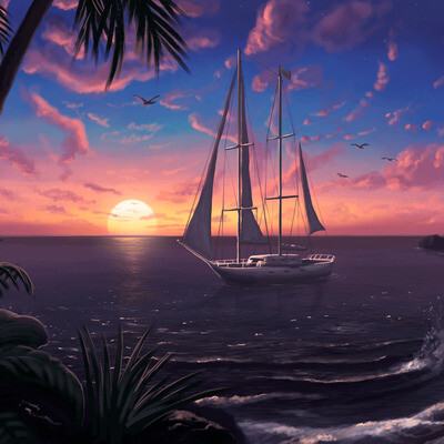 Sunset in ocean