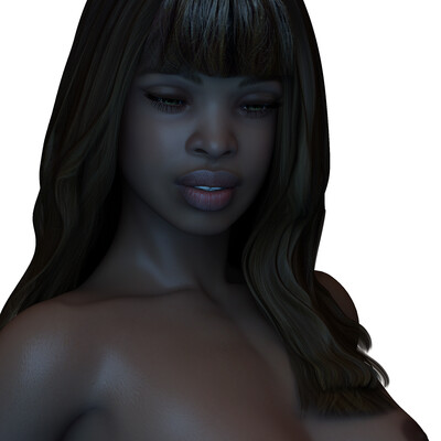 Medium poly black girl model.