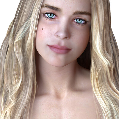 Medium poly model of a girl.