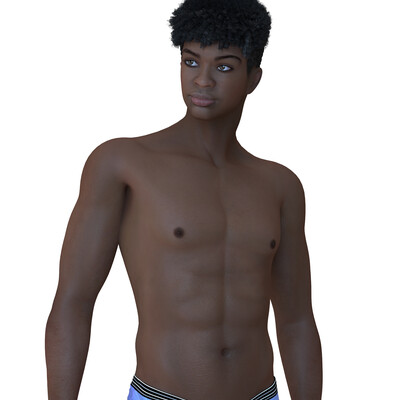 Mid-poly model of a black youth.