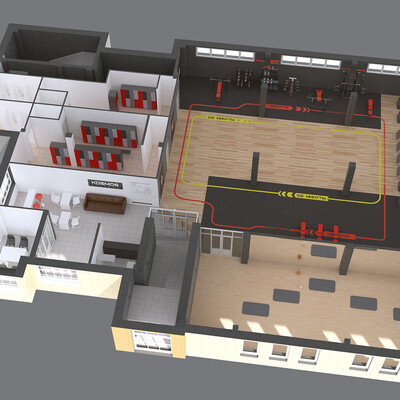 3d plan fitness center KOSMOS
