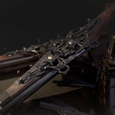 Double-barreled Wheeled pistol of the 16th century