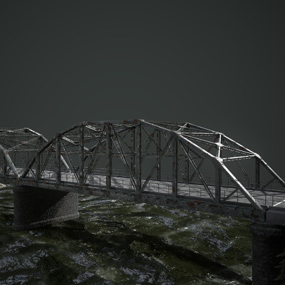 Old Modular Bridge PBR Game-Ready Low-Poly