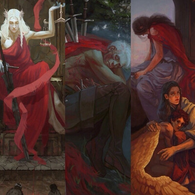 TAROT ARCANA: Justice, Five of Pentacles, Ten of Swords