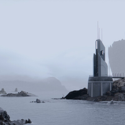 Dramatic sci-fi scene