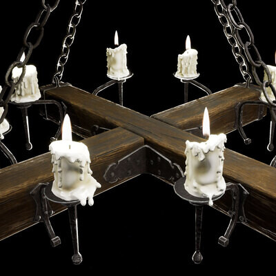 Old wooden chandelier