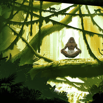Ferocious hermit yogi, in the jungle of Hindustan