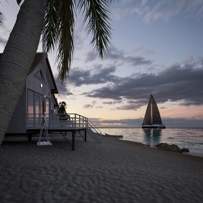 CG houses on the beach