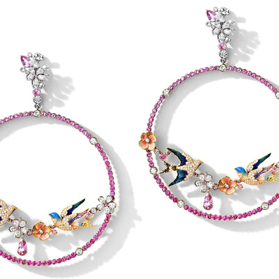 Long earring “Swallows”