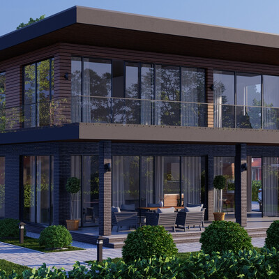 Modern house in the suburbs
