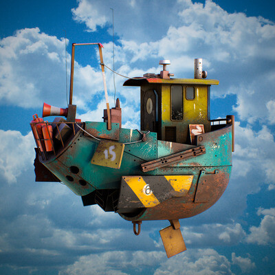 Flying ship (modeled by reference)