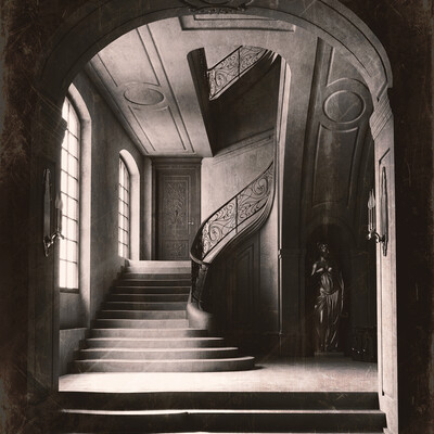 Old photo of the front staircase