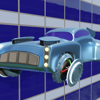 Fighting flying cyber punk car