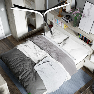 Bedroom. Visualization of economy furniture