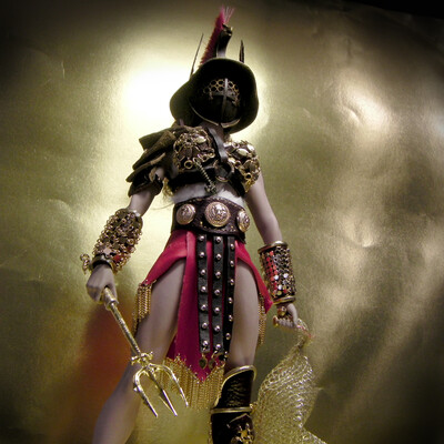 A doll dressed as a gladiator of Ancient Rome.