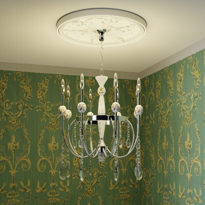 The chandelier is classic