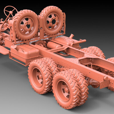 3D model ZIS-151_Frame. Clay render.