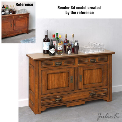 3d model of a cabinet-bar