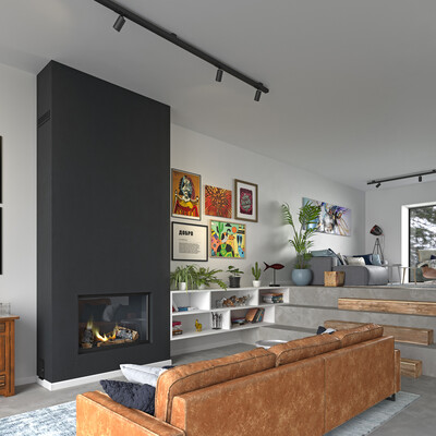 Visualization of the interior of the living room (modeling of all objects in the scene with his own hand)