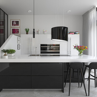 Visualization of the kitchen interior (modeling of all objects in the scene with his own hand)