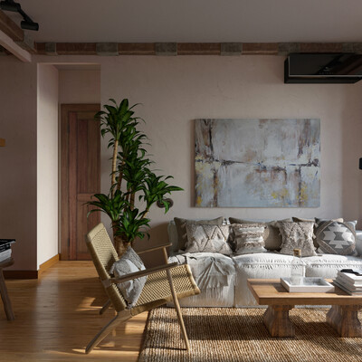 Interior in wabi-sabi aesthetics