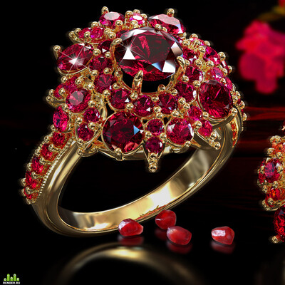 Red Ruby Ring, Jewelry Design / ZBrush timelapse
