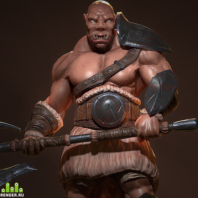 Orc with axe Low-poly