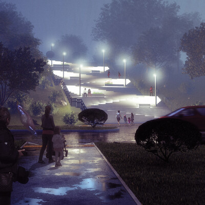 The project of a pedestrian staircase in the city of Khabarovsk