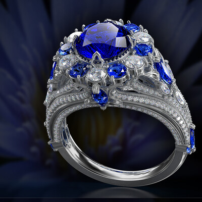Blue Stone Ring / Jewelry Design / ZBrush Timelapse