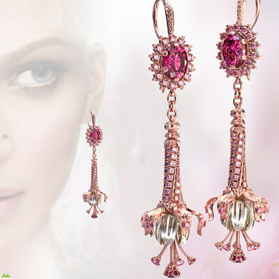 Fuchsia Flower Earrings