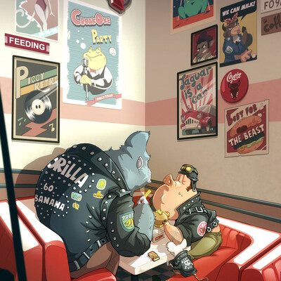 Retro bikers cafe