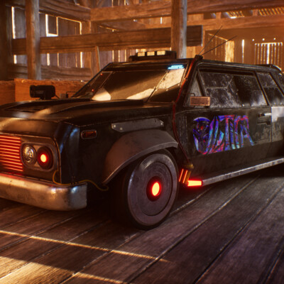GAZ 14 "Seagull" in the style of Soviet Cyberpunk