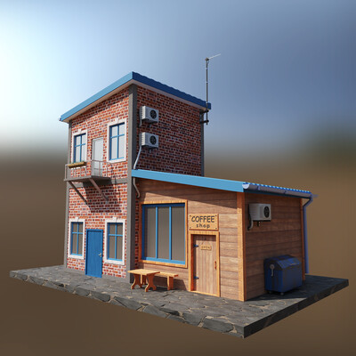 3D House with Coffee Shop
