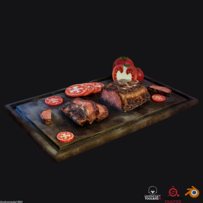 Board with meat