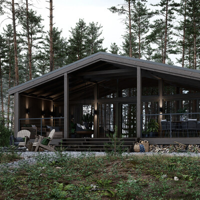 BARN HOUSE IN A PINE FOREST
